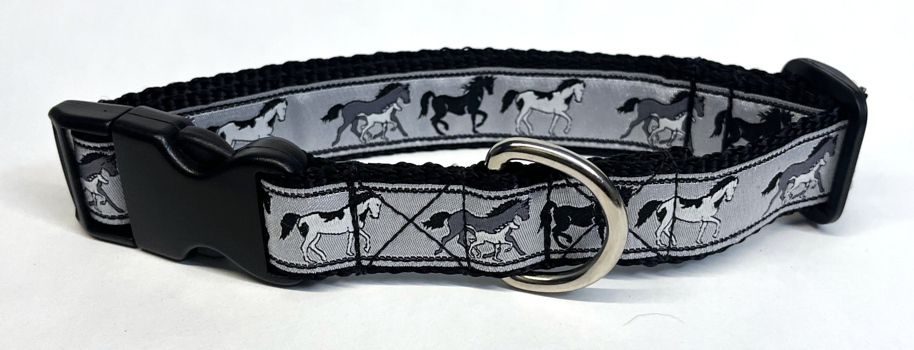 Gray with Horses Dog Collar 1in