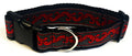 Gray with Red Floral Flourish Dog Collar 1 1/2 in