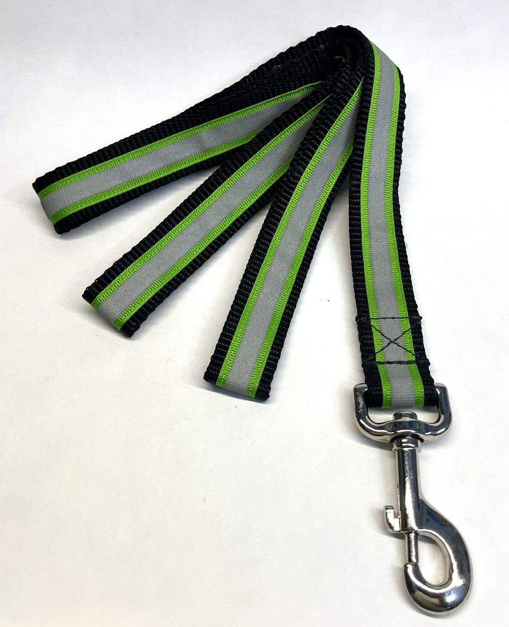 Green with Reflector Stripe Dog Leash 1in