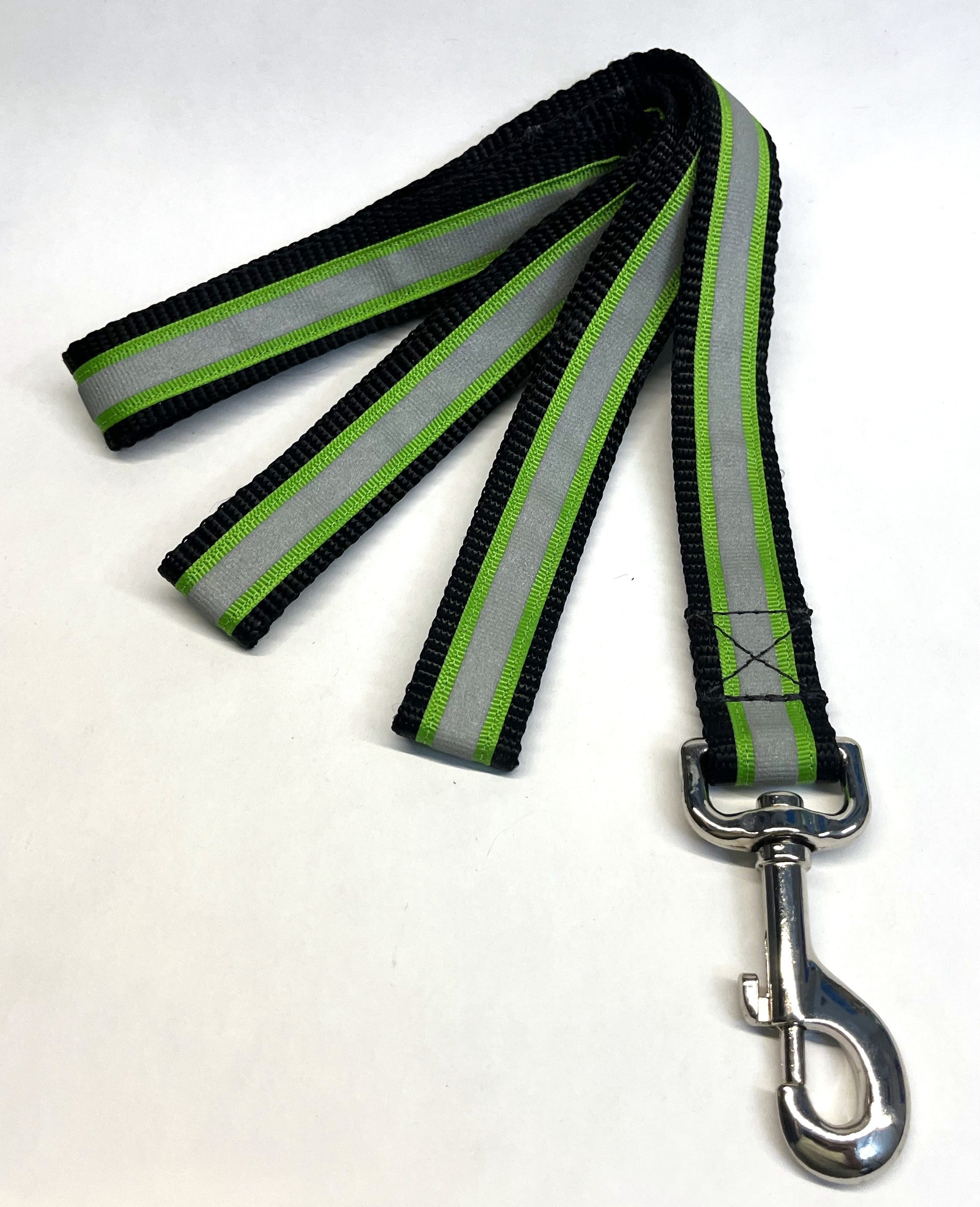 Green with Reflector Stripe Dog Leash 1in