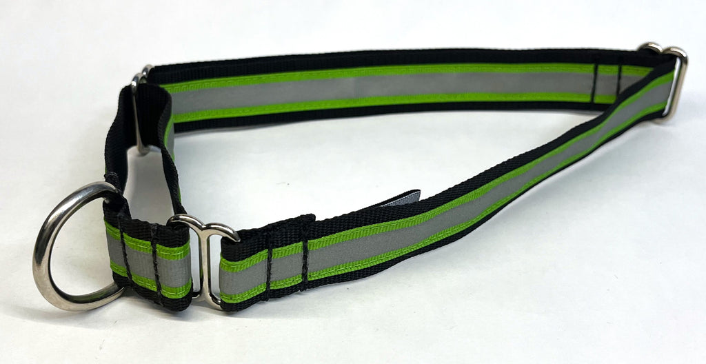 Green with Reflector Stripe Martingale Collar 1in