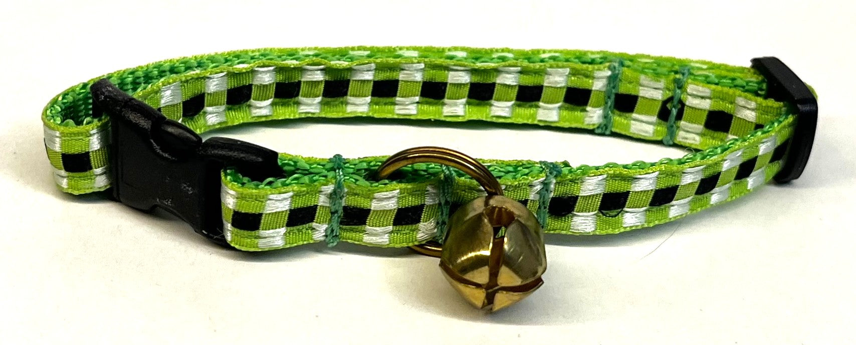 Green, Black, and White Plaid Cat Collar