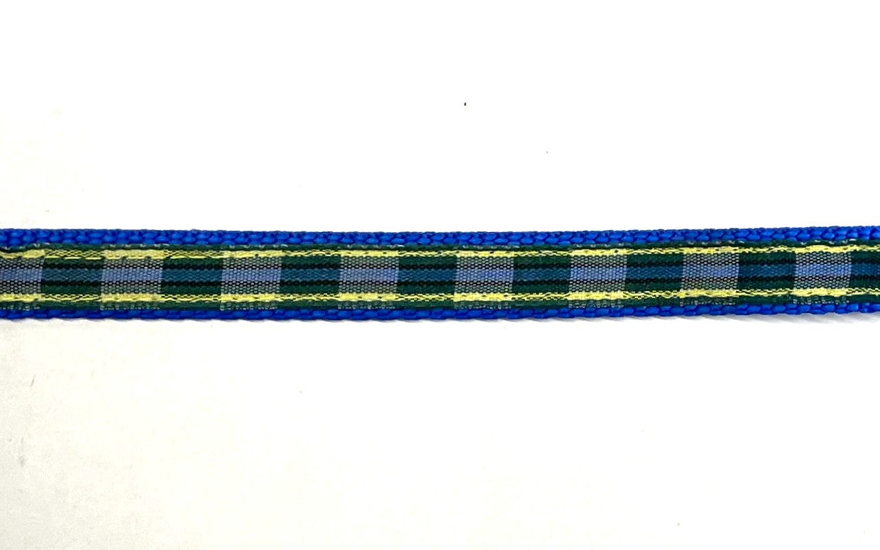 Green, Blue, Black & Yellow Plaid Dog Collar 1/2