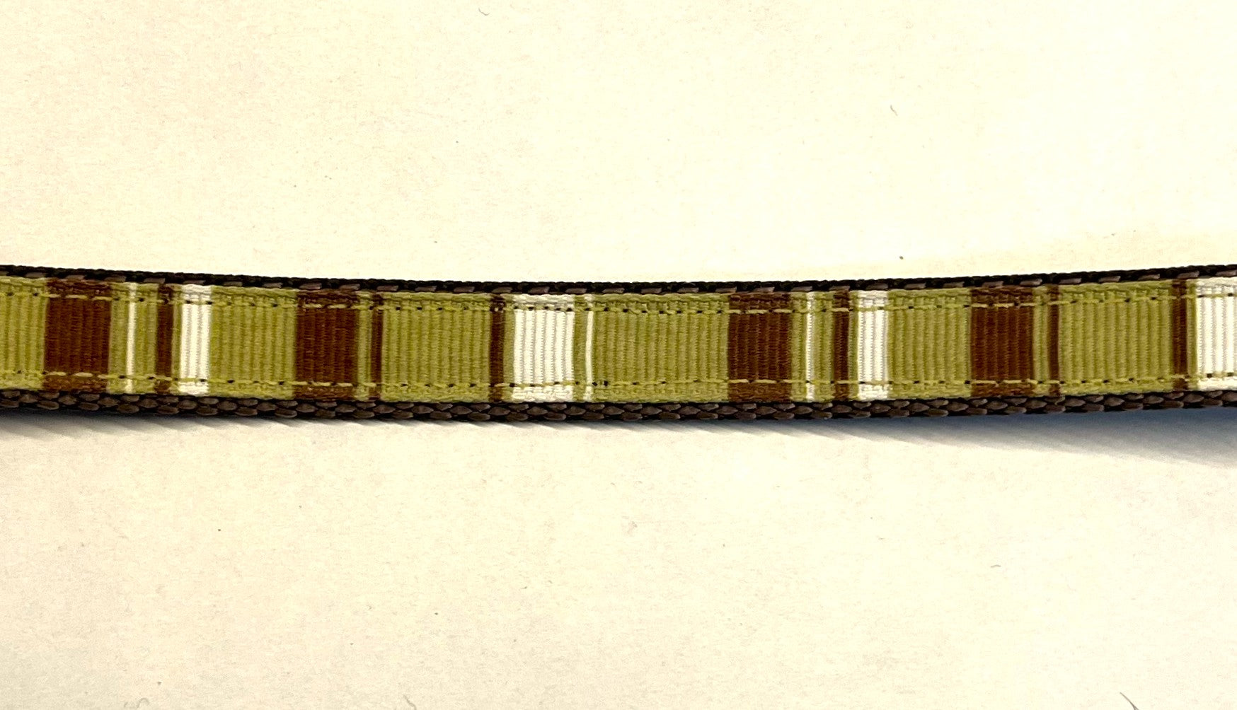 Green Brown White Stripes Dog Collar 1/2