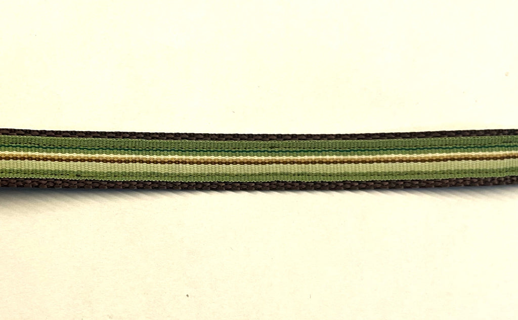 Green, Light Green, Brown, and White Stripes Dog Leash 1/2