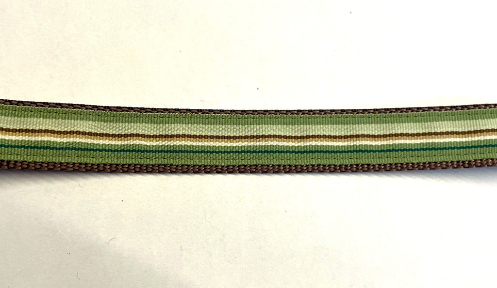 Green, Light Green, Brown, and White Stripes Dog Collar 3/4