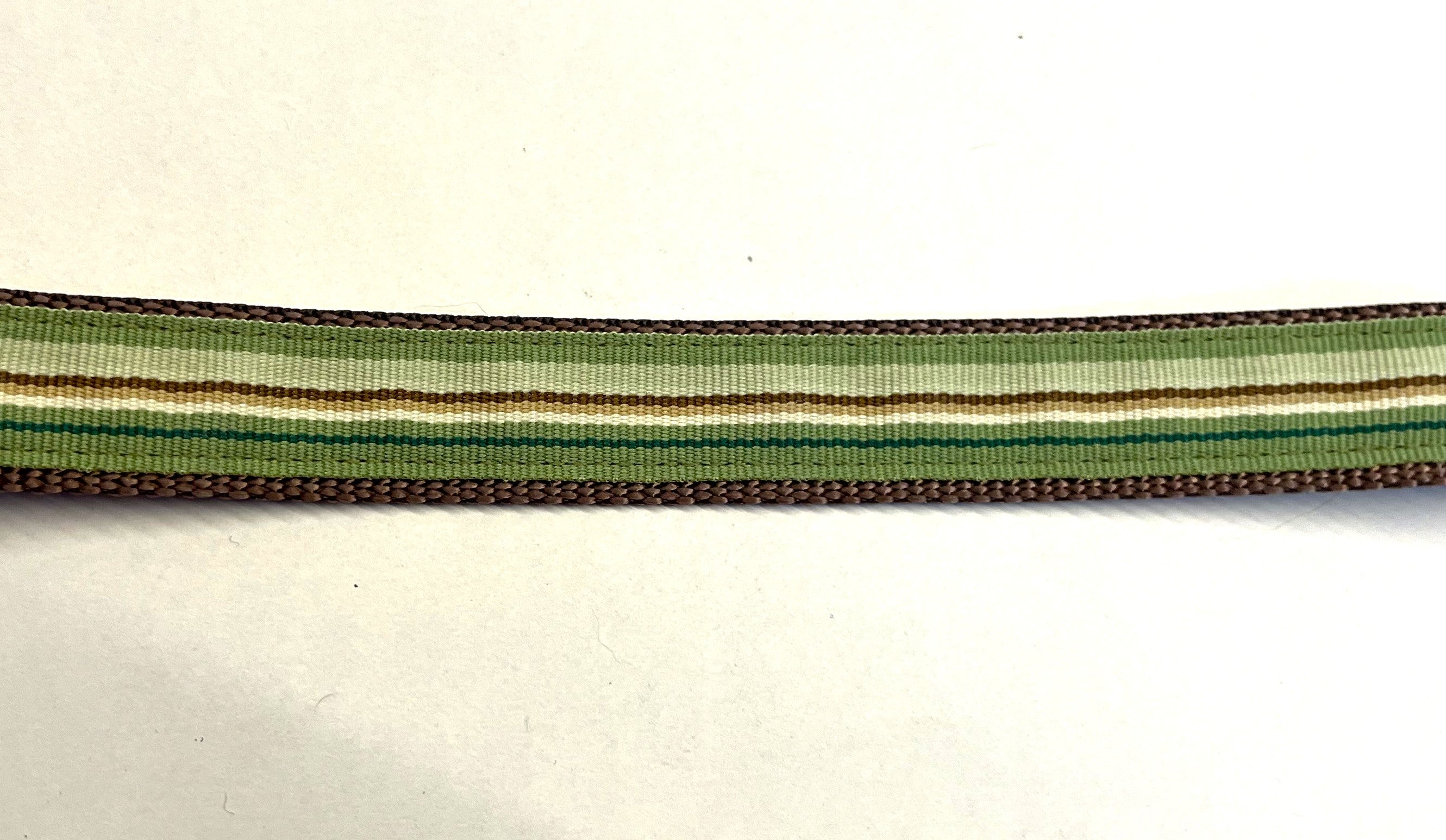 Green, Light Green, Brown, and White Stripes Dog Collar 3/4