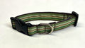 Green, Light Green, Brown, and White Stripes Dog Collar 3/4