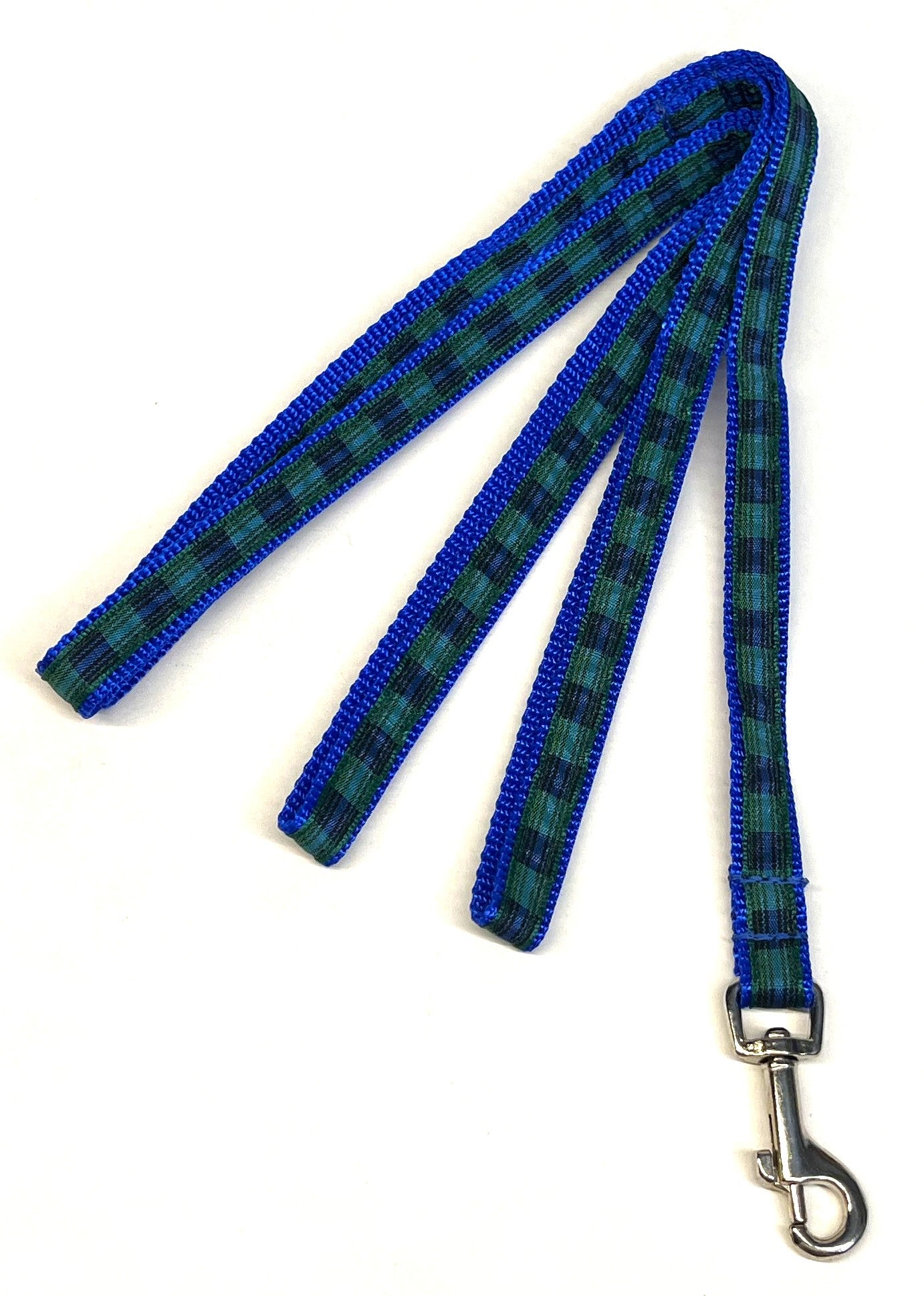 Green, Navy & Black Plaid Dog Leash 1/2