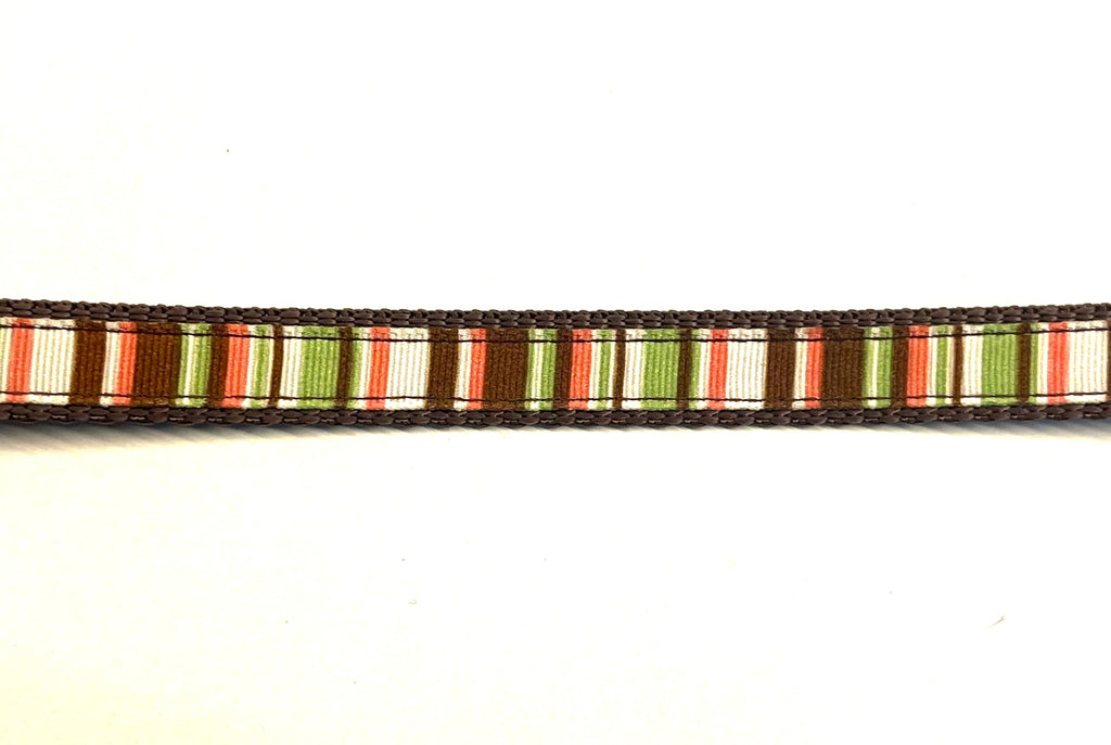 Green, Pink, White, and Brown Stripes Martingale Collar 1/2