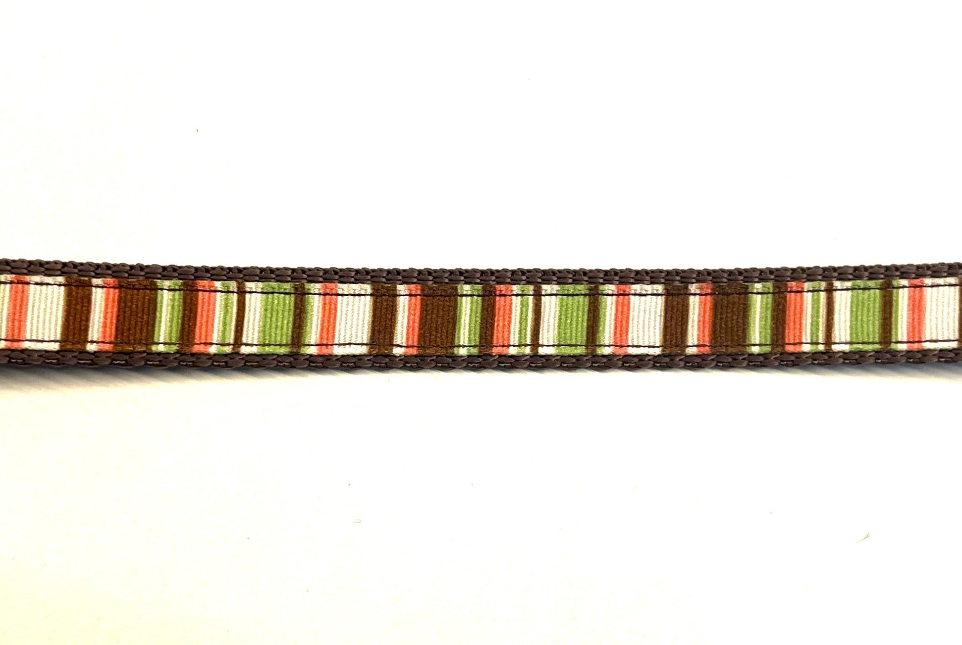 Green, Pink, White, and Brown Stripes Martingale Collar 1/2