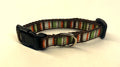 Green, Pink, White, and Brown Stripes Dog Collar 1/2