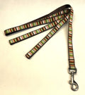 Green, Pink, White, and Brown Stripes Dog Leash 1/2