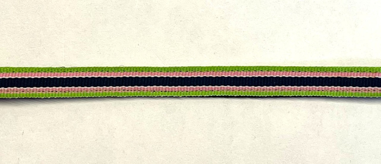Green, Pink, White & Navy Stripe Cat Collar