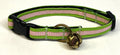 Green, Pink & White Stripe Cat Collar