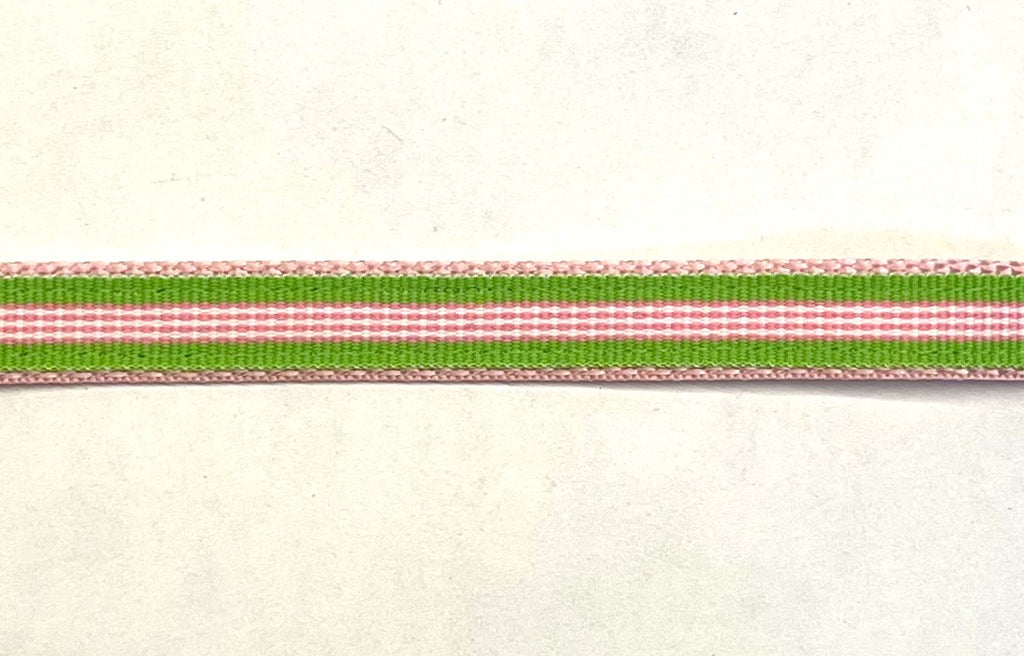 Green, Pink & White Stripe Dog Collar 1/2 inch
