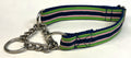 Green, Pink, White, and Navy Stripe Chain Martingale Collar 1in