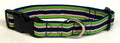 Green, Pink, White, and Navy Stripe Dog Collar 1in