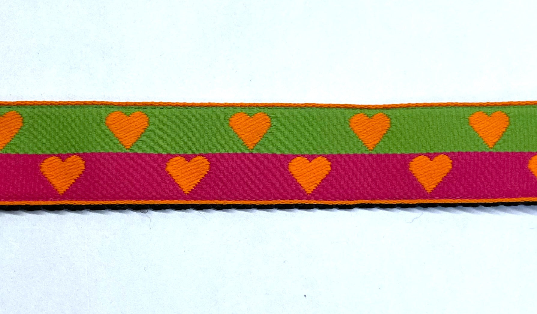 Green and Pink with Orange Hearts Dog Leash 1in
