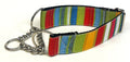 Green, Red, Blue, Yellow, White, and Pink Vertical Stripe Chain Martingale Collar 1 1/2 in
