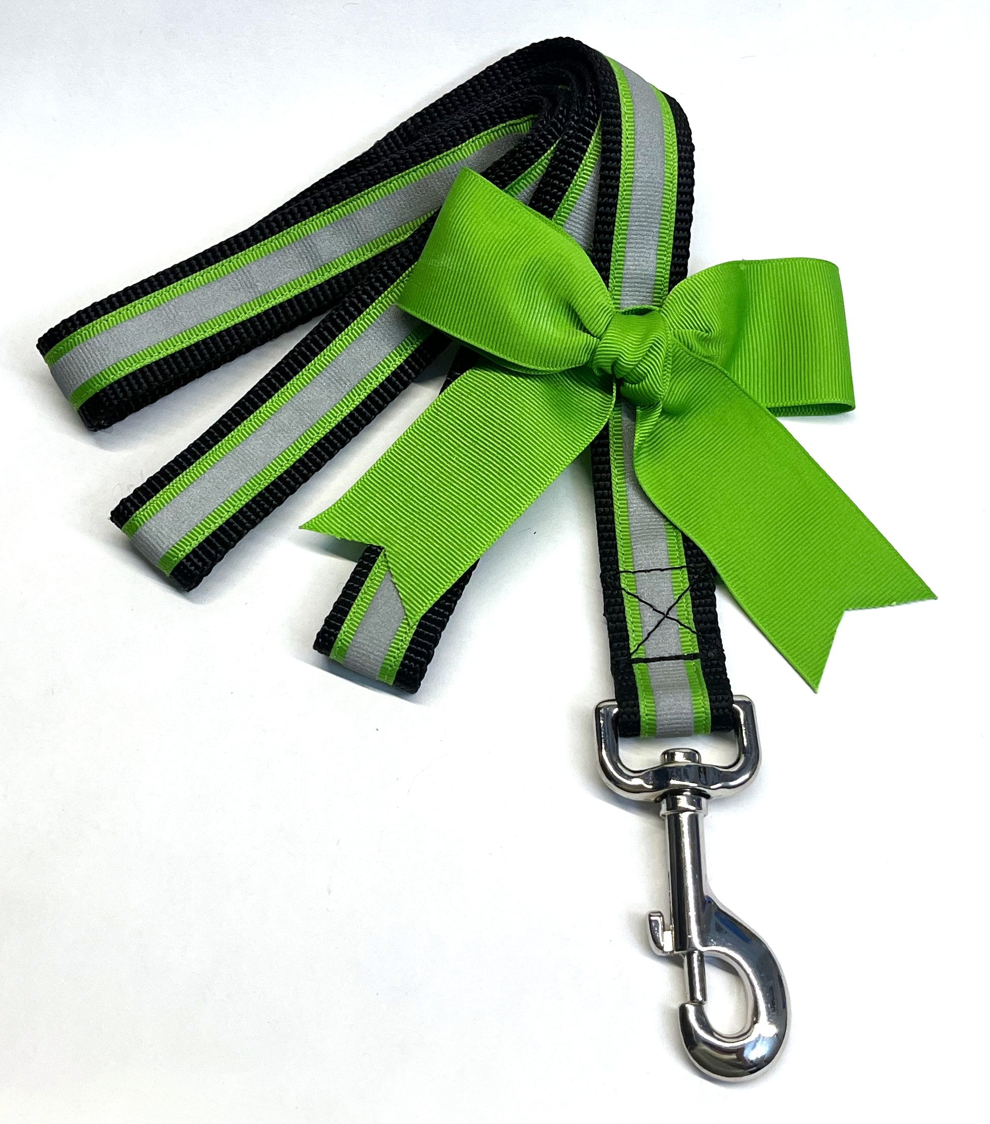 Green with Reflector Stripe Dog Leash 1in