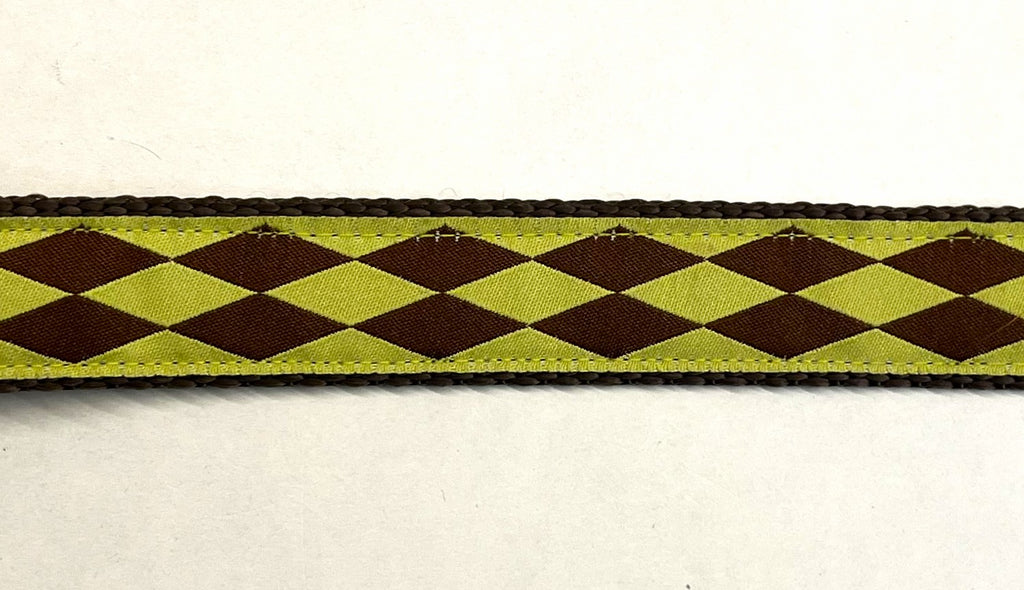 Green with Brown Diamonds Dog Collar 1in