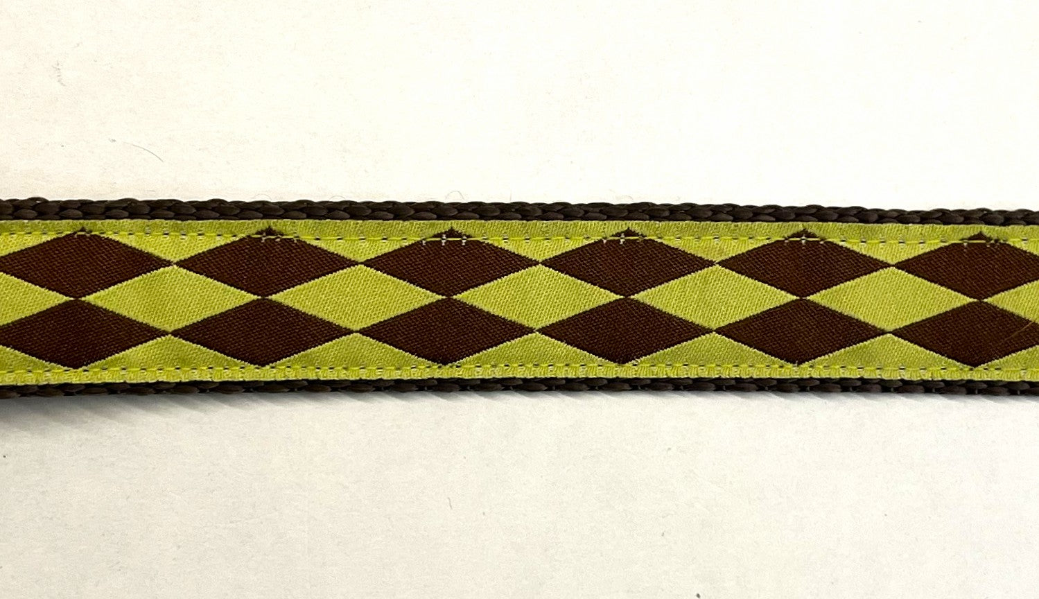 Green with Brown Diamonds Martingale Collar 1in