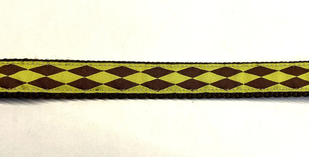 Green with Brown Diamonds Dog Collar 3/4