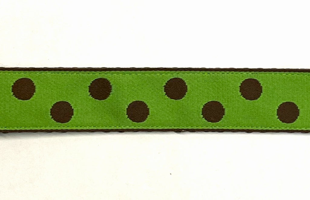 Green with Brown Dots Dog Leash 1in