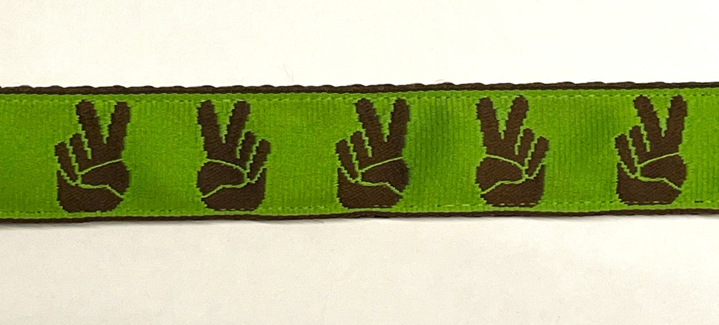 Green with Brown Peace Hands Dog Collar 1in