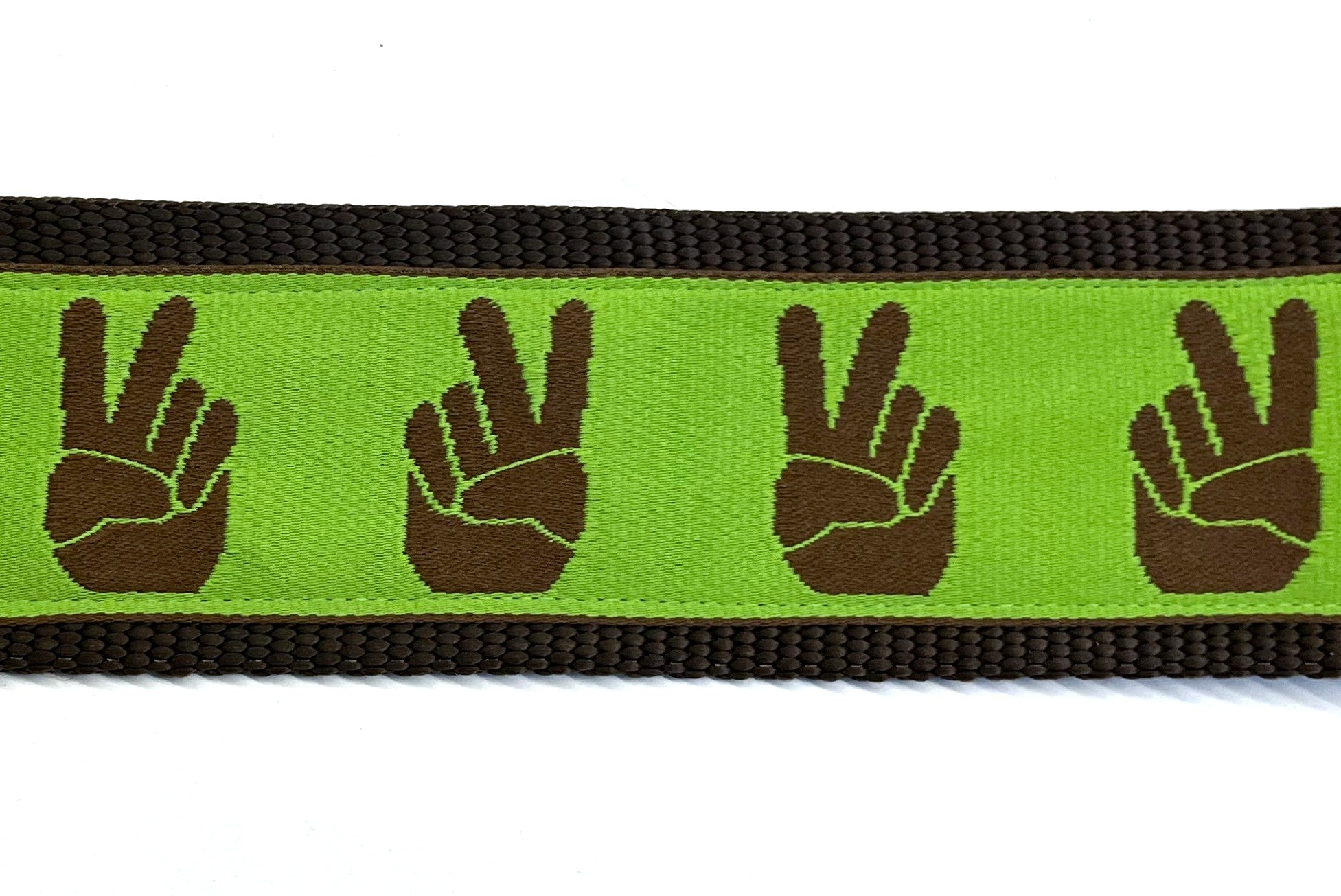Green with Brown Peace Hands Martingale Collar 2in