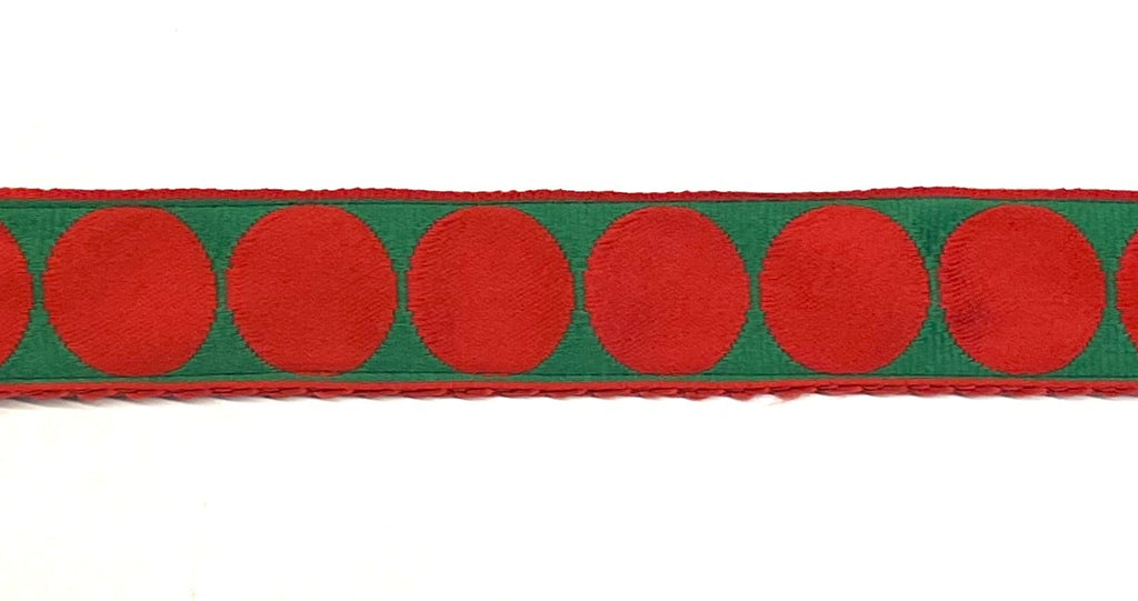 Green with Large Red Dot Dog Leash 1in