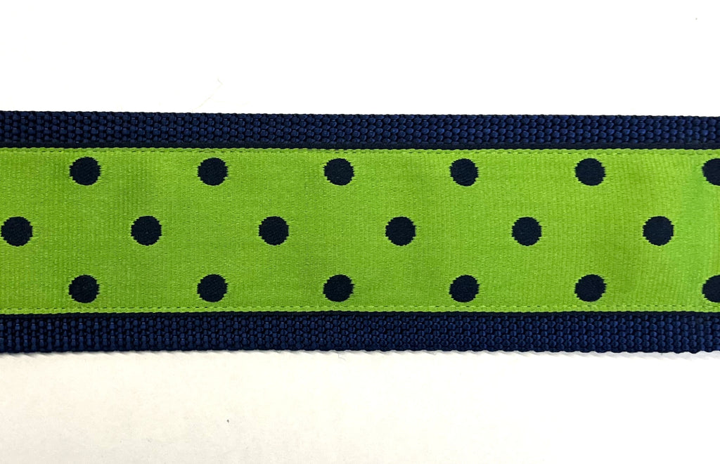 Green with Navy Polka Dots Martingale Collar 2in