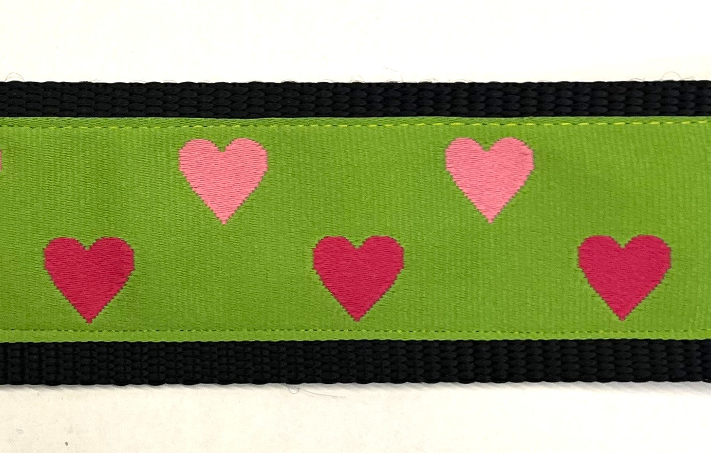 Green with Pink and Light Pink Hearts Dog Collar 2in
