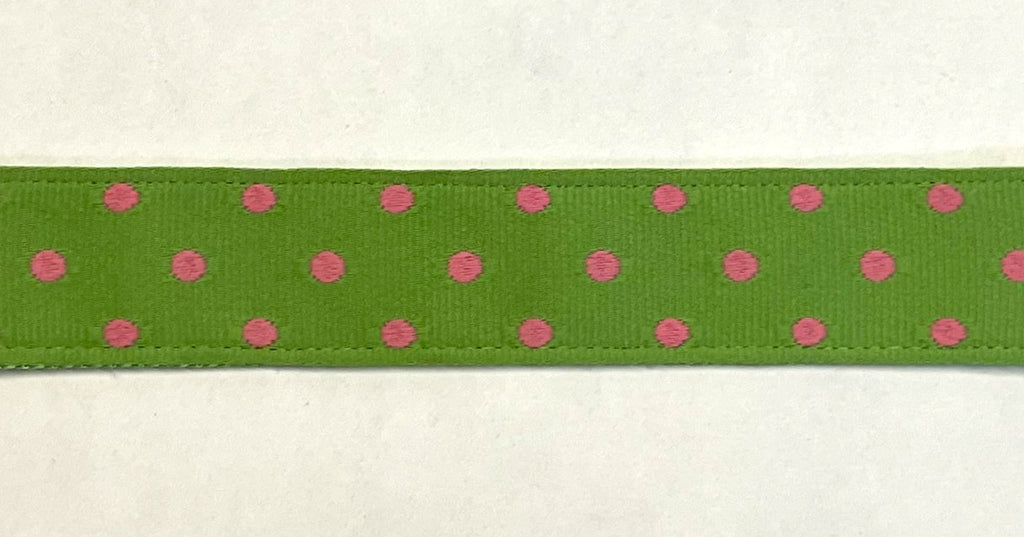 Green with Pink Polka Dots Dog Leash 1in