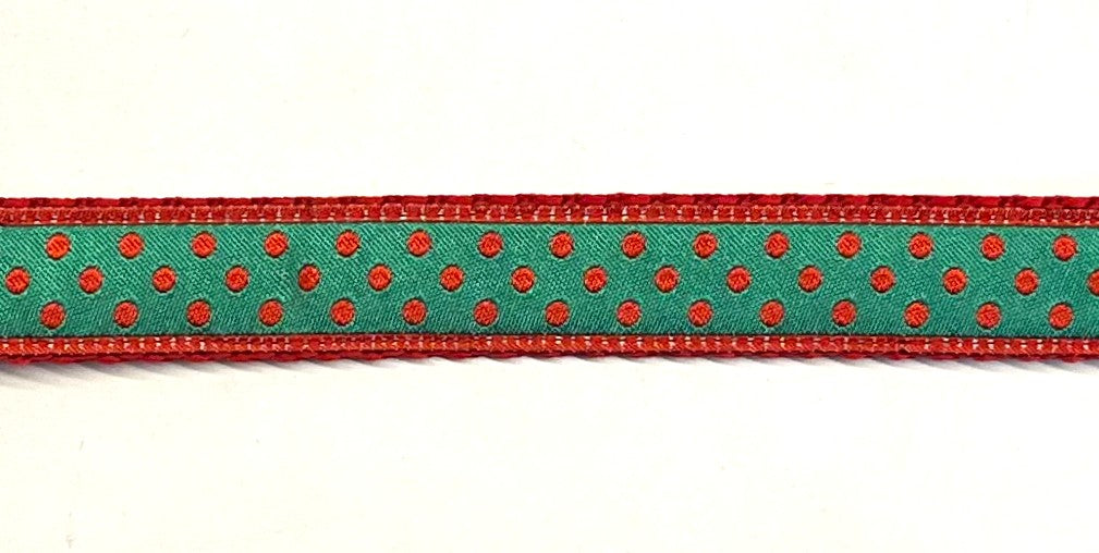 Green with Red Polka Dots Dog Collar 3/4