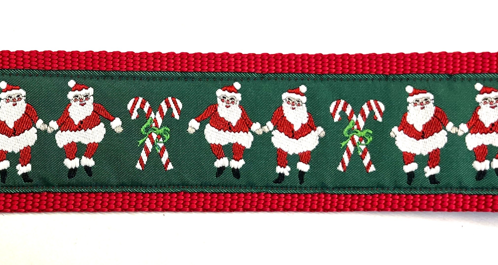 Green with Santa and Candy Canes Martingale Collar 2in