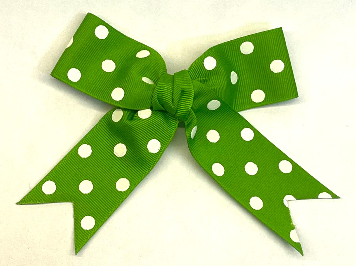 Green with white dots collar bow