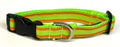 Green and Orange Stripe Dog Collar 3/4