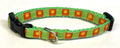 Green & Orange with Yellow Flowers Dog Collar 1/2