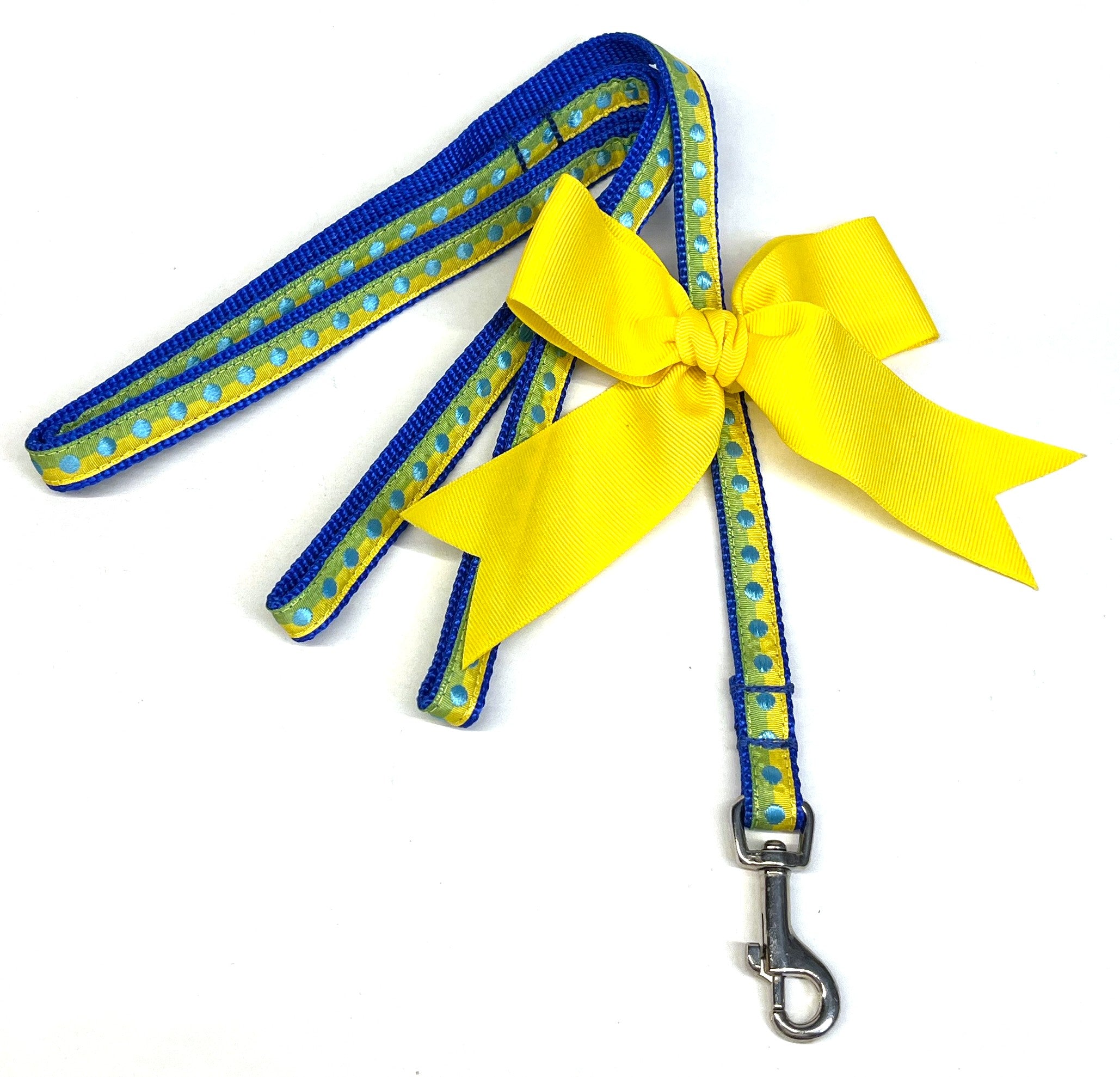 Green and Yellow with Blue Dots Dog Leash 1/2
