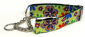 Green with 70s Flowers Chain Martingale Collar 1 1/2 in