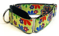 Green with 70s Flowers Martingale Collar 1 1/2 in