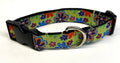 Green with 70s Flowers Dog Collar 1in