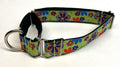 Green with 70s Flowers Martingale Collar 1in