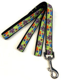 Green with 70s Flowers Dog Leash 3/4