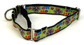 Green with 70s Flowers Martingale Collar 3/4