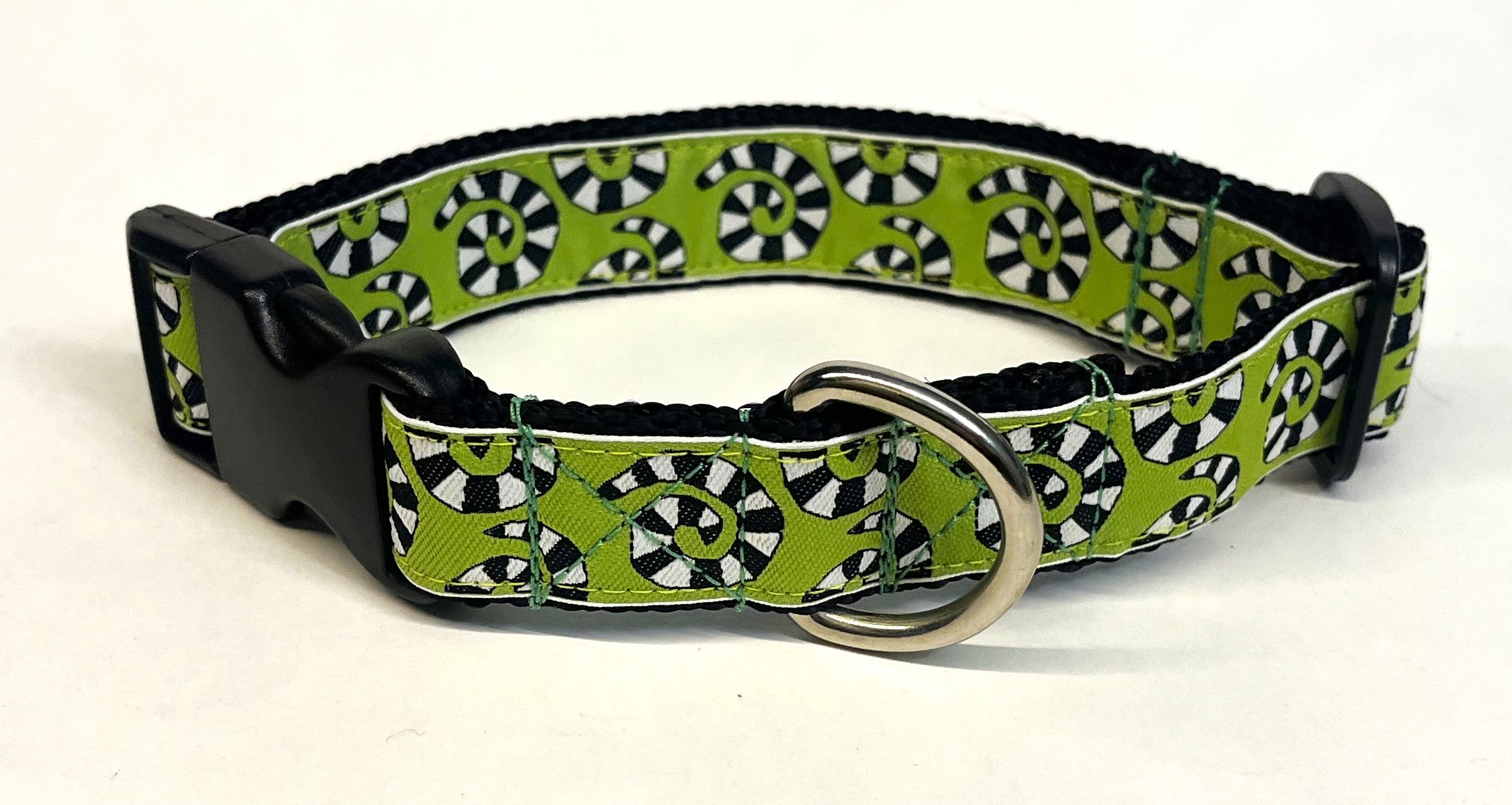 Green with Black and White Swirls Dog Collar 1in