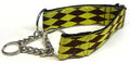 Lime Green with Brown Diamonds Chain Martingale Collar 1 1/2 in