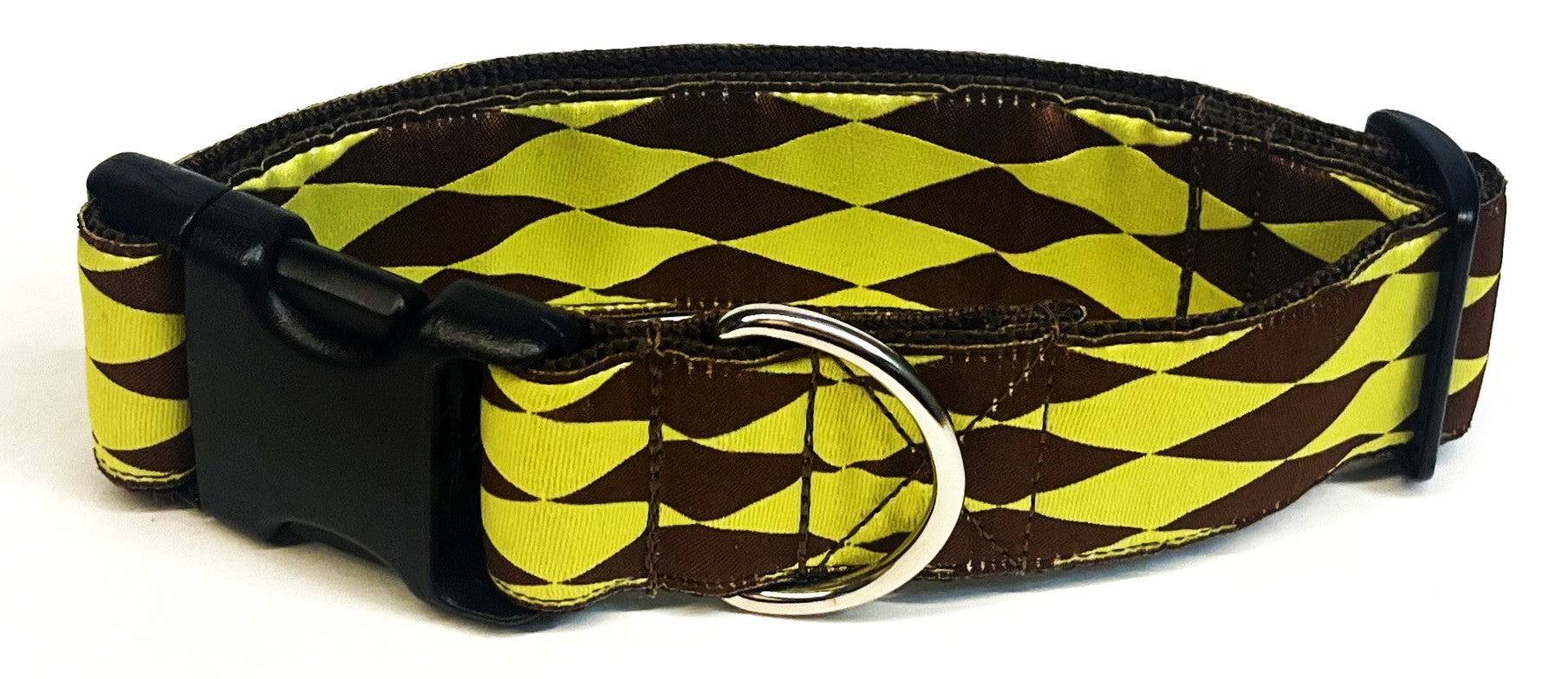Lime Green with Brown Diamonds Dog Collar 1 1/2 in